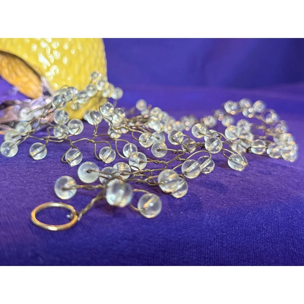 Vintage Clear Beaded Bridal Hair Vine Gold Tone Wire Wedding Headband 23 Inch